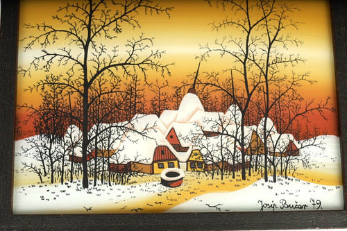 Naive hinterglasmalerei winter - hinterglasmalerei,