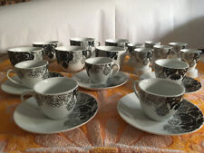 23-tlg. Esspresso Kaffee Service Blumen Schwarz Weiß Teilservice