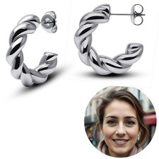 Silberne Edelstahl-Halbcreolen