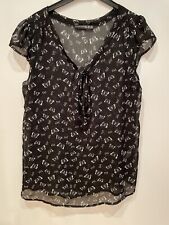 Bluse Kurzarm 36 S schwarz weiß Schleife Schluppenbluse Schmetterling Primark