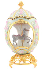 House of Faberge Karussellpferd Spieluhr Ei 24 Karat vergoldet Swarovski Kristal