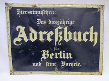 Altes "Blechschild" - "Diesjähriges Adreßbuch für BERLIN" - 42 x 31,5 cm - RAR