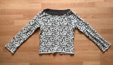 Pullover Merinowolle Gr. 36 Made in Germany türkis hellblau Blumen