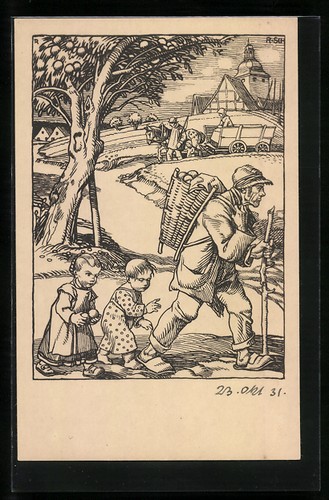 Künstler rudolf schiestl - künstler-ak,