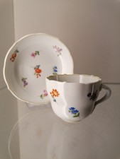 Meissen Mokkatasse 2 tlg. Streublume Streublümchen Gelber Rand Espresso 1. Wahl