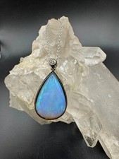 Opal Anhänger 14Karat (585) Schwarzgold mit Brillant & Ankerkette