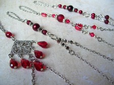 Armband Sklavenarmband silberfarben dunkelrot bordeaux Handkette Fingerkette