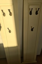 2x Wand-Garderobe aus Holz mit je 3 Haken – Vintage-Look Möbel Landhaus