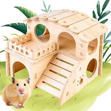 Holz Hamsterhaus mit Leiter - 2 Etagen für Zwerghamster & kleine Haustiere