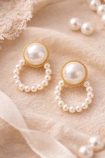 Damen Ohrringe Perlen Gold