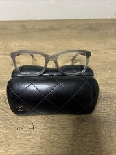 Chanel Brille Occhiali 3228-Q c.1303 grau/schwarz Leder Italy Montatura