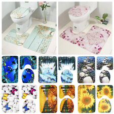 3Tlg.Set Badematte Badvorleger Badgarnitur Rutschfest Badteppich WC-Vorleger