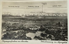 AK München Luftaufnahme Fliegeraufnahme Panorama Englischer Garten Alpen