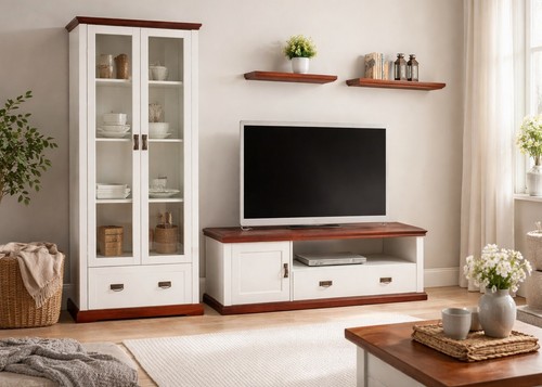 Wohnwand 4tlg landhausstil - wohnwand,