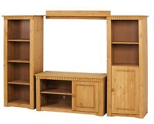 Wohnwand 4tlg Landhausstil TV Regal Schrank aus Kiefernholz gelaugt geölt NEU