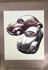 Poster Plakat Volkswagen VW Käfer Brezel Ovali. 50er Jahre Prospekt, Nachdruck