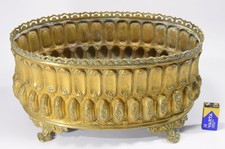 antiker BLUMENKASTEN Messing golden verziert Garten Balkon Behälter Deko Vintage