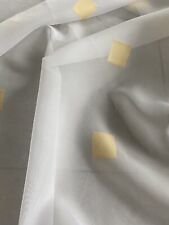 Gardinen Scheibengardinen Vorhang Stoff Meterware weiß Höhe 80 cm gelbe Quadrate