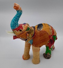 Wunderschöner alter Sari Stoffbezug  Elefant  Größe der Skulptur ca 34cm