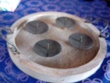 Holzteller Für 4Stumpenkerzen
