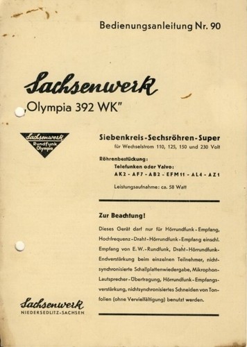 Sachsenwerk radio super - sachsenwerk,