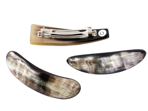 Horn haarspange rund - horn,