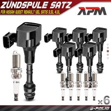 6x Zündspule +Zündkerzen für Nissan Quest Xterra Renault Vel Satis 3.5L 4.0L