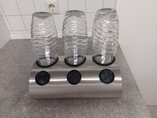 Edelstahl Abtropfgestell Flaschenhalter für SodaStream +3 Flaschen komplett