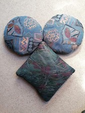 3 Sofakissen Kissen blau lila, Deko Dekokissen, Sofa Couch Sessel