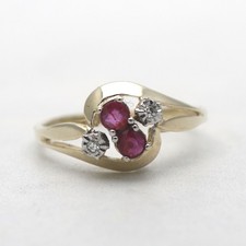 Rubin Diamant Gold Ring 585 14 Kt Gelbgold 0,03 Ct Edelstein Damen Wert 900,-