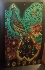 Bild mit Pfau auf Metall 30 x 50 cm emaille?