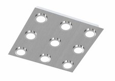 Wofi LED Deckenleuchte 9 flammig je 210lm Nickel matt Quadratisch 27W 4x35x35cm