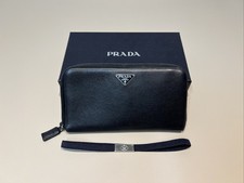 Prada Saffiano Leder Portemonnaie Zip Geldbörse Leather Wallet 1M0506 mit Box