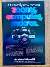 Minolta 110 Zoom SLR Kamera Original 1977 Vintage Advert Werbung Reklame