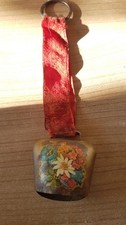 Antike Glocke alte Kuhglocke Blumen Blumenmotiv Messing 50-60er Jahre Sammler