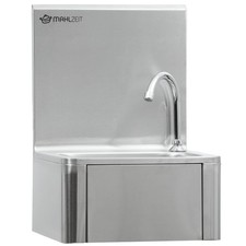 Mahlzeit Edelstahl Handwaschbecken mit Kniebetätigung, Waschbecken Seifenspender