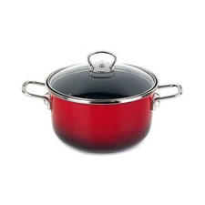 Stahl-Emaille Topf 20 cm aus Tschechien PREMIUM ROT Kochtopf emailliert 3,5L