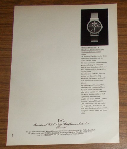Seltene werbung vintage iwc - werbung,