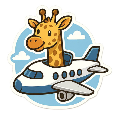 Giraffe plane sticker funny - 5x,