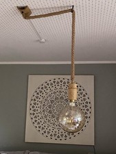 Deckenleuchte Hängeleuchte Retro Seil Pendelleuchte Holz