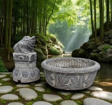 Frosch Brunnen aus Naturstein – Feng Shui China Asien Garten Wasserspeier 