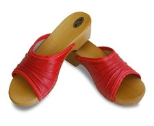 Damen Holz Clogs Leder