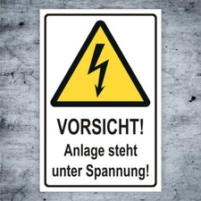 Anlage steht unter Spannung, Warnschild, Hochspannung, Alu-Verb. 3mm, Aufkleber