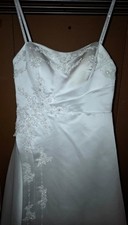 Brautkleid Hochzeitskleid Gr.36 Pailletten (S) mit Armstulpen Lohrengel Weiß GUT