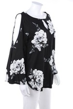 LASCANA Volant-Bluse Print Cut-outs D 36-38 schwarz