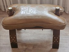 Vintage Sitzhocker Fußhocker Kamelhocker Leder Orientalisches Prägemotiv