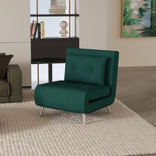 HOMCOM Schlafsessel Klappsessel mit Bettfunktion Einzelsofa mit Kissen Samtoptik