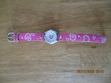 Mädchen Armbanduhr, Lederarmband, pink mit Herzchen,Rivado Kids
