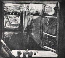 Rolf Lindemann/1933 Magdeburg, lebt in Berlin/Obst auf der Fensterbank/Aquatita