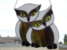 Tiffany Glasbild Eulen